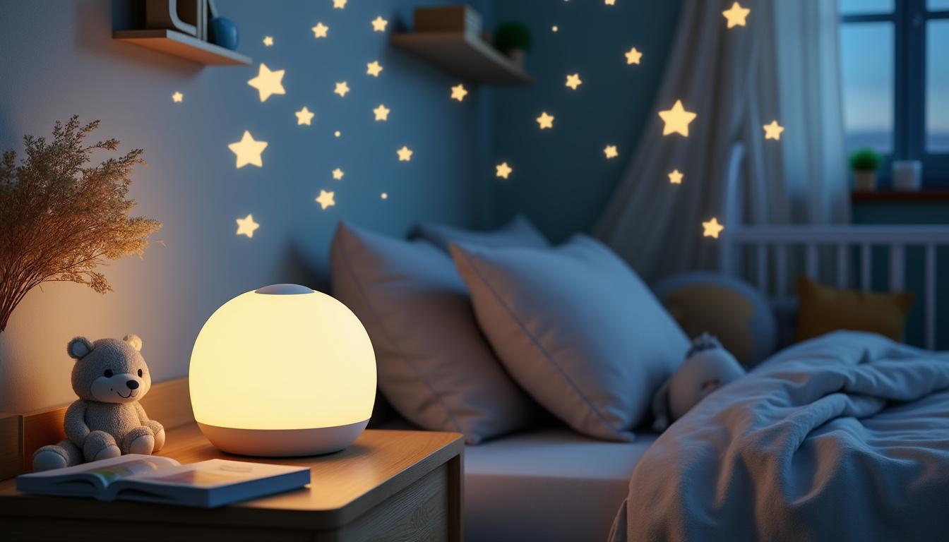 découvrez la veilleuse duux avec projecteur pour bébé, le compagnon idéal pour apaiser les nuits de votre tout-petit. son ambiance douce et ses projections apaisantes garantissent des instants de sérénité pour un sommeil paisible.