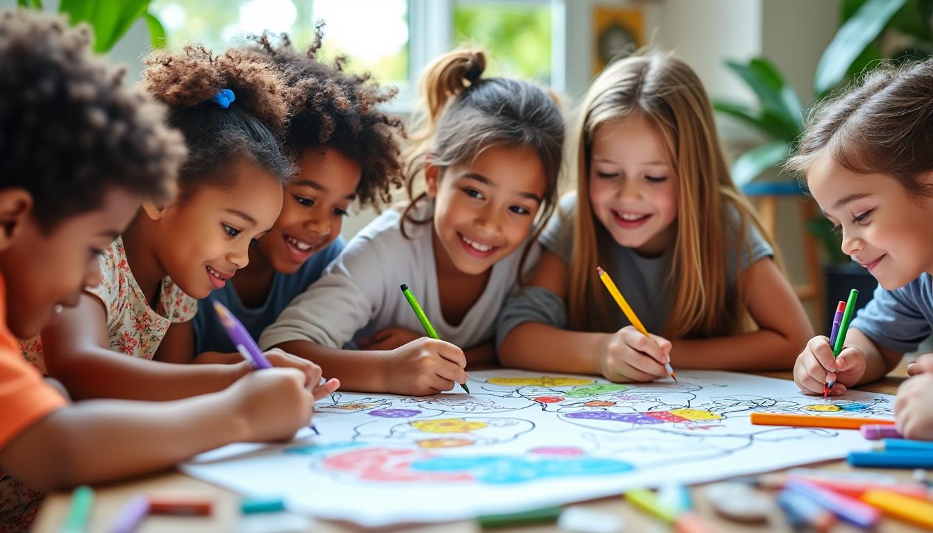 découvrez comment le dessin collectif sur grande feuille favorise le développement social des enfants en stimulant la collaboration, la communication et la créativité.