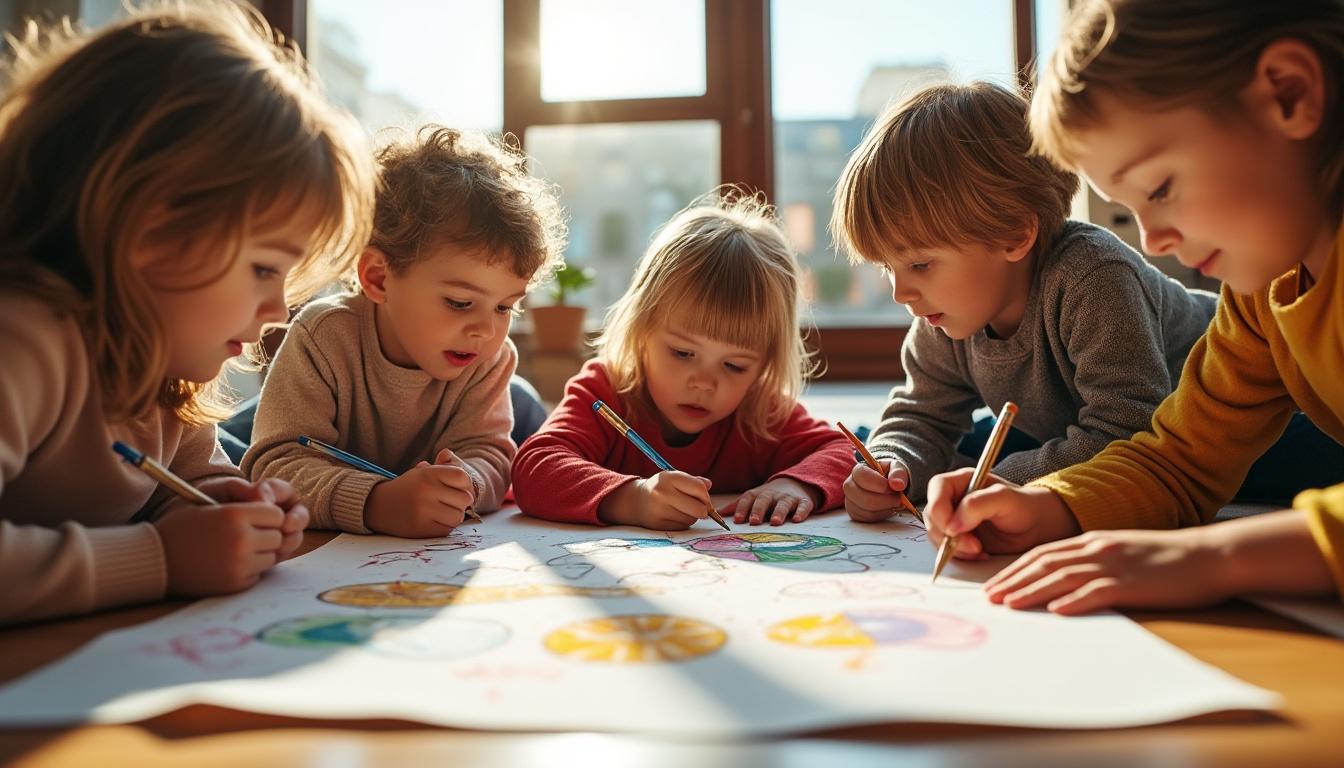 découvrez comment le dessin collectif sur grande feuille favorise le développement social des enfants en stimulant la collaboration, la communication et la créativité.