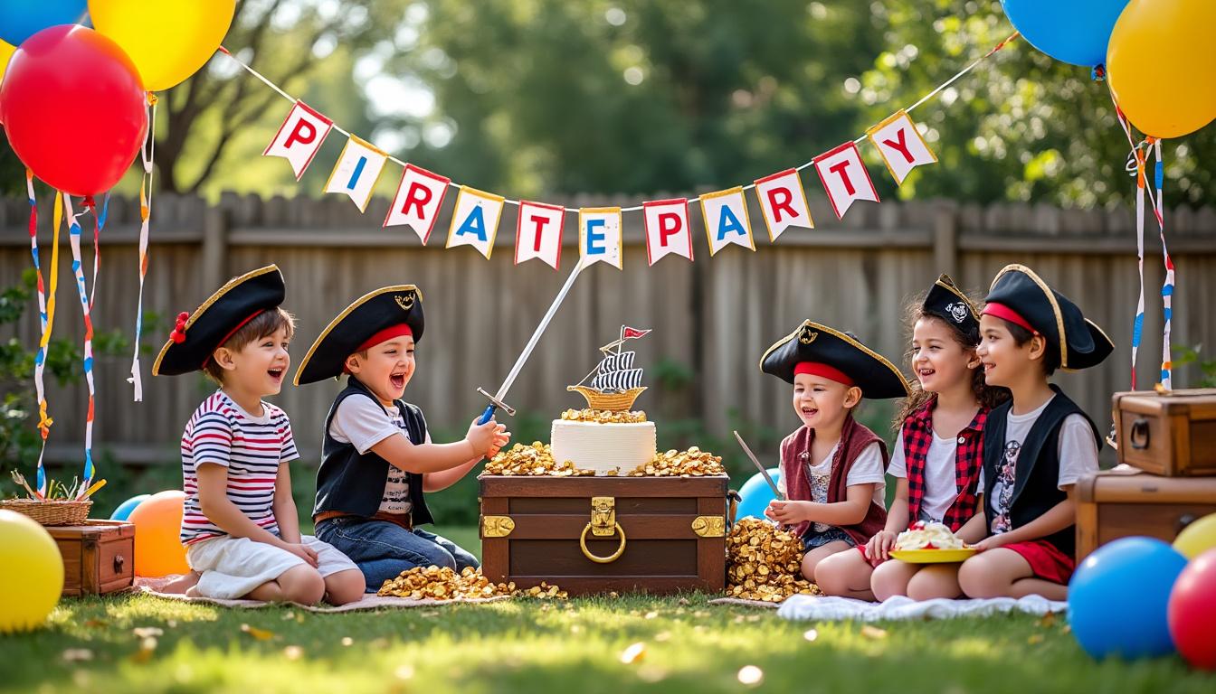organisez un anniversaire d'enfant inoubliable sur le thème des pirates des mers avec des jeux et activités pleins d'aventures pour éveiller l'imagination et amuser les petits corsaires.