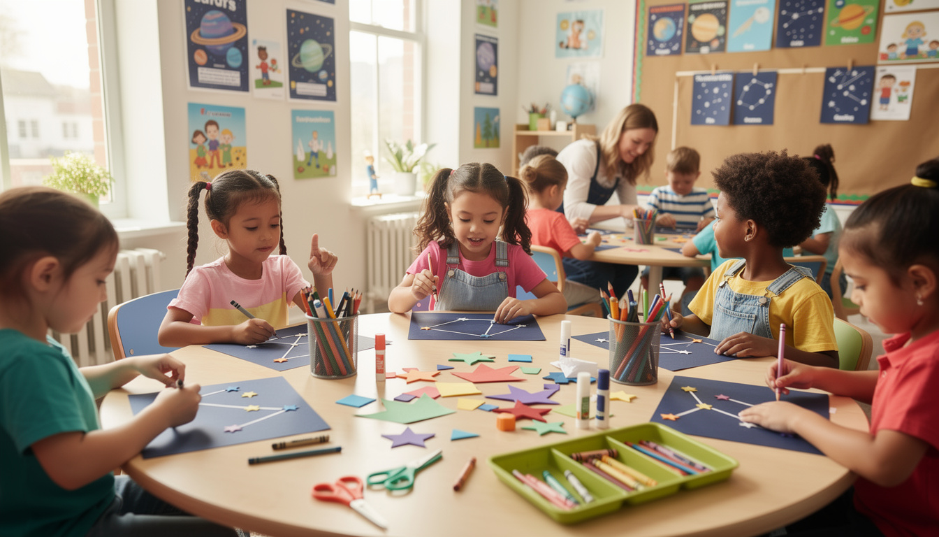 découvrez un guide pas à pas pour créer une carte de constellation en maternelle, une activité ludique et pédagogique adaptée aux jeunes enfants.