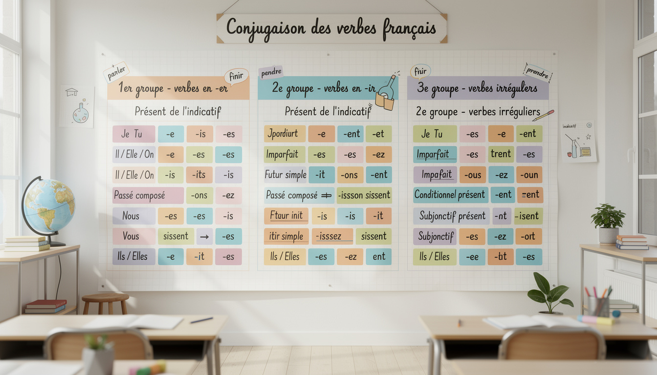 découvrez le tableau des terminaisons de conjugaison, un outil essentiel pour les élèves en français afin de maîtriser facilement les verbes et améliorer leur compétence linguistique.