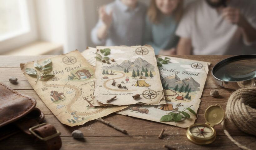 découvrez nos invitations créatives pour un anniversaire d'enfant sur le thème de l'explorateur curieux, parfaites pour inviter petits aventuriers à une fête inoubliable.