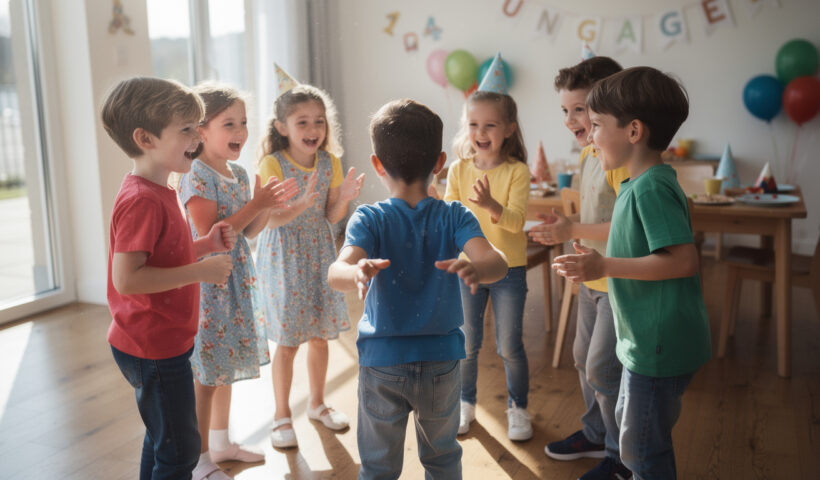 découvrez 'un gage', un jeu amusant et interactif pour enfants, idéal pour animer vos fêtes d'anniversaire et garantir des moments de rire et de complicité.